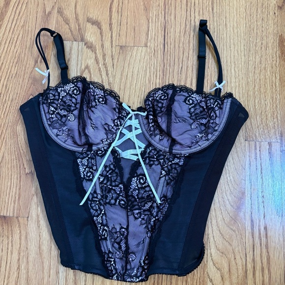 Mesh Lace Bow Corset with Underwire Bra - Picture 9 of 13